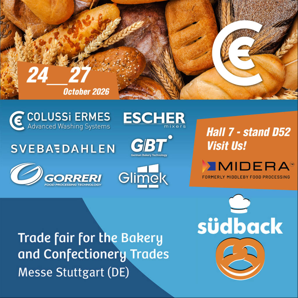 Colussi Ermes and Midera Food Processing at Südback 2026: One Group, Many Technologies, One Shared Vision.
